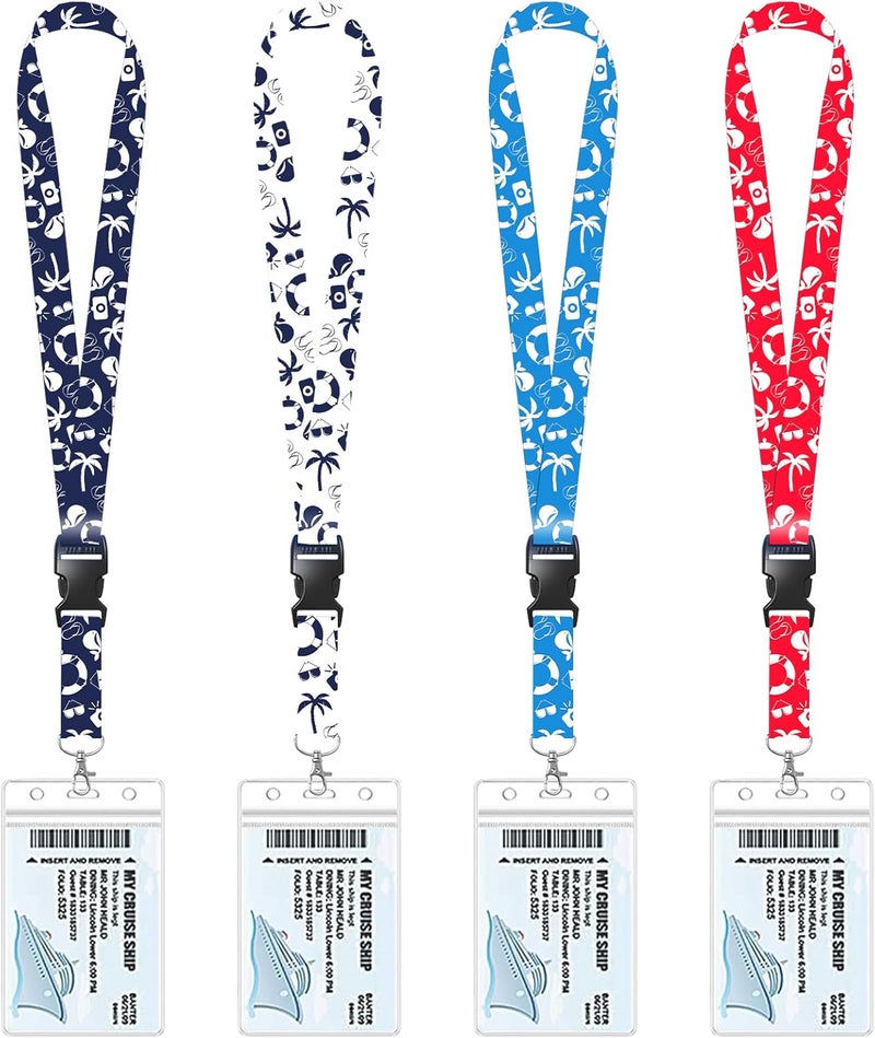 XIANGXING 4 Pack Waterproof Lanyards with Detachable Buckle & ID Badge Holder for Cruise Ship Key Cards, Cruise Essentials & Must Have Accessories - Image 1